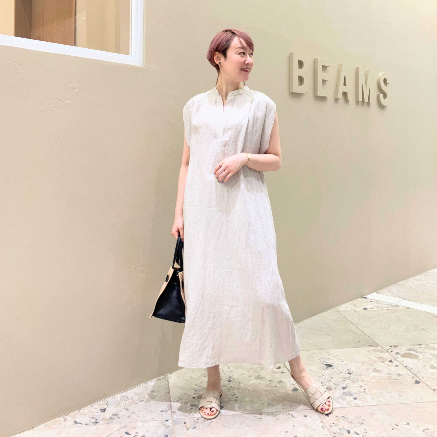 〈Demi-Luxe BEAMS〉TICCA/リネン2WAYフレンチスリーブワンピース