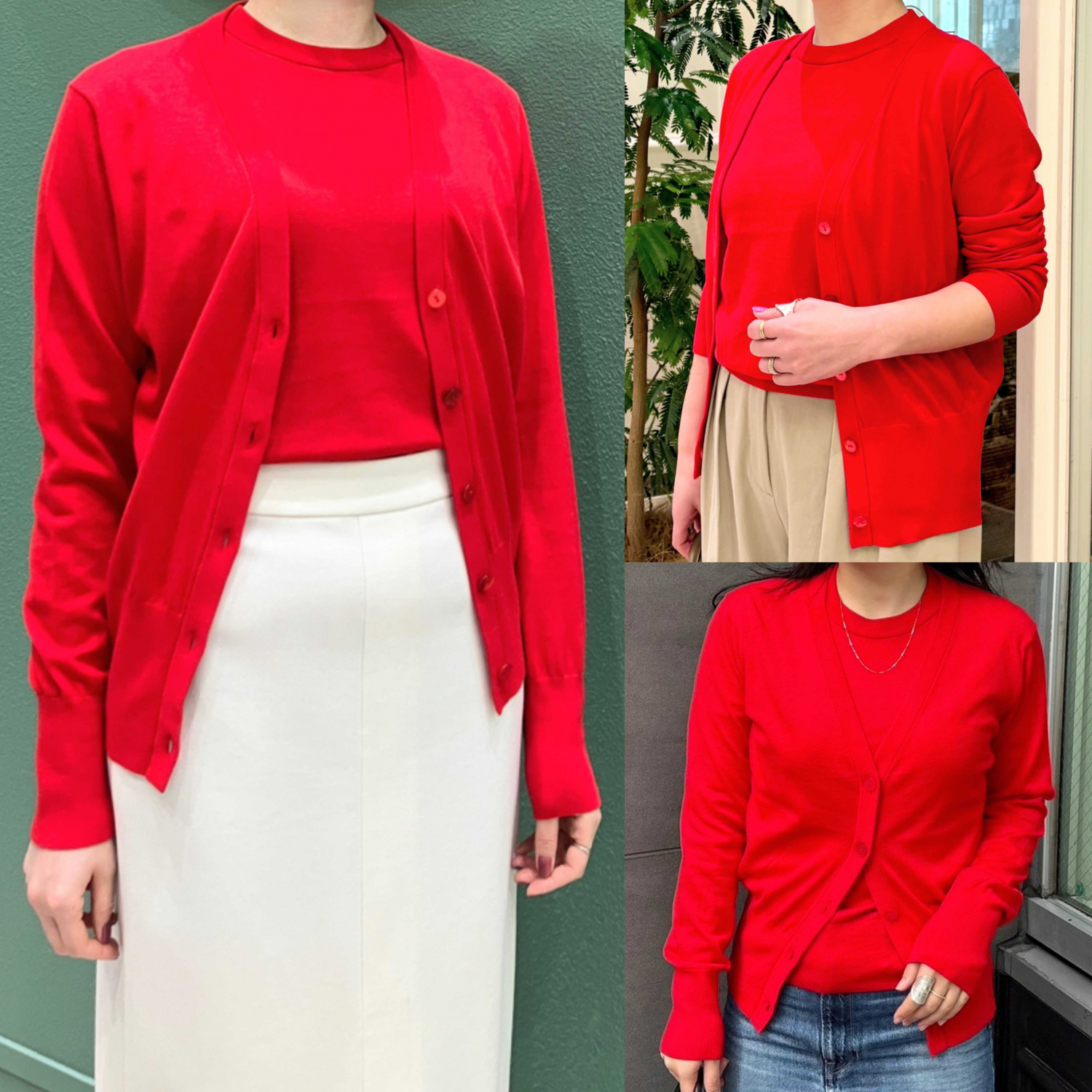 〈Demi-Luxe BEAMS〉AK+1/16ゲージスビンコットンVネックカーディガン