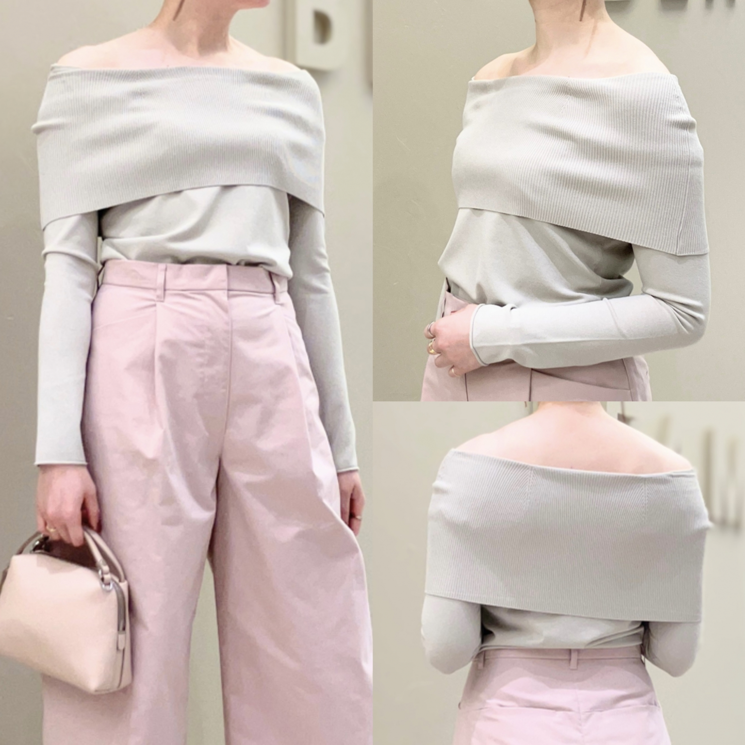 〈Demi-Luxe BEAMS〉オフショルダープルオーバーニット