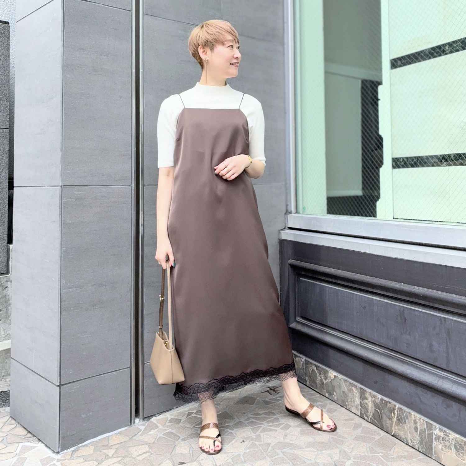 〈Demi-Luxe BEAMS〉 リバーレースキャミソールワンピース