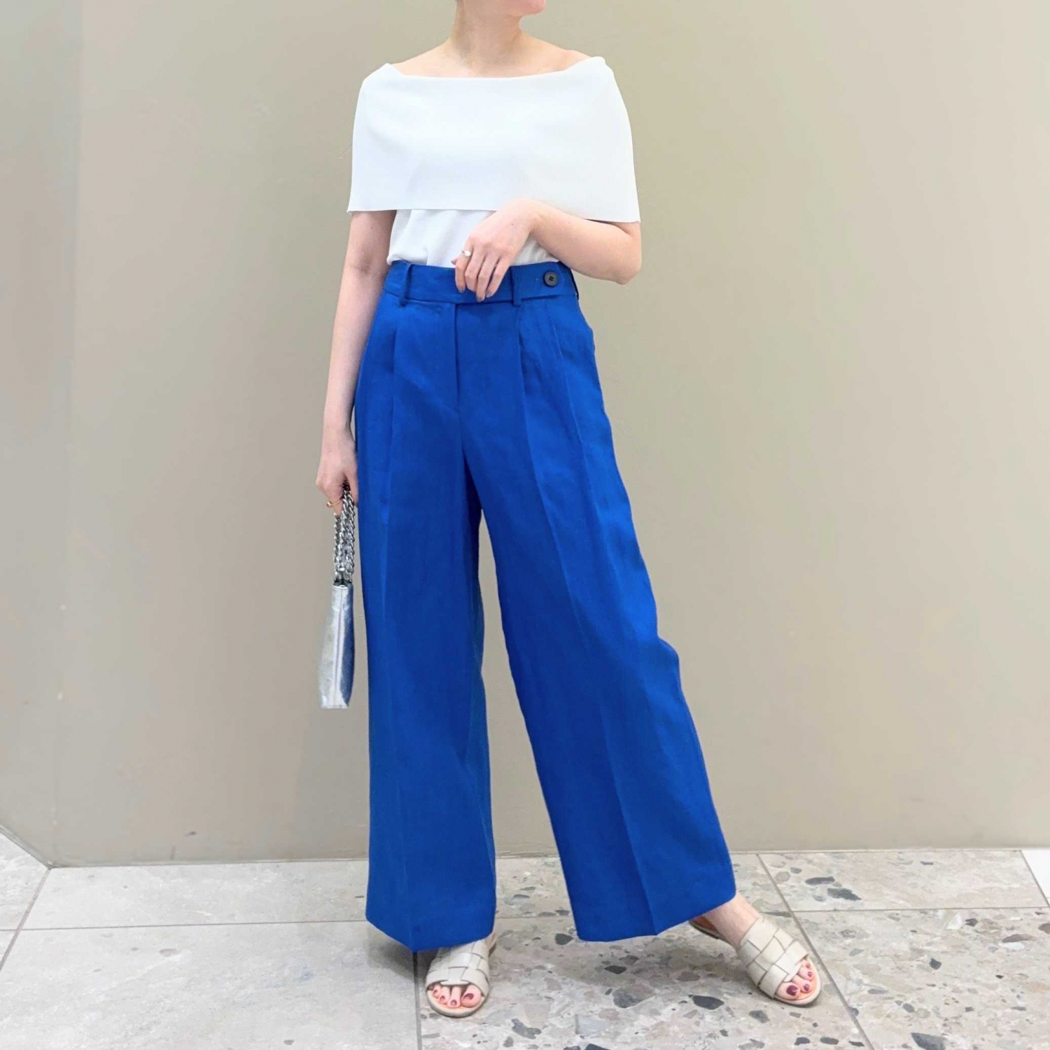 〈Demi-Luxe BEAMS〉シンプル リネン ワイドパンツ .M